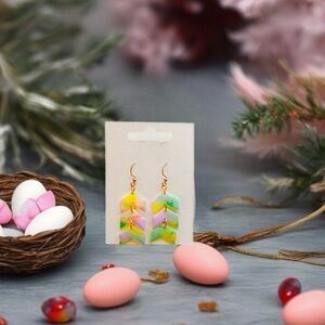 Colorful Chevron Drop Earrings